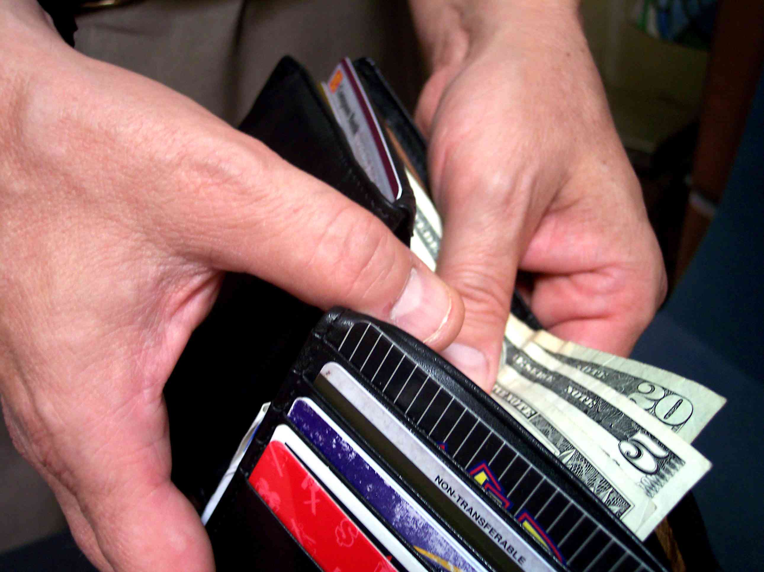 Man checking money