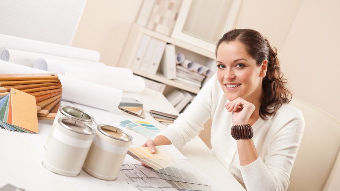 woman with swatches on the table