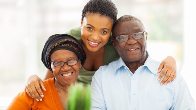 Woman With Her Elderly Parents