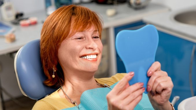 a woman at the dentist