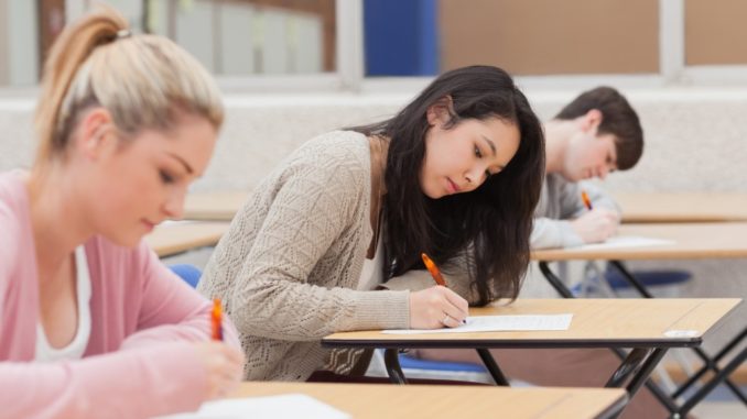 Students taking exam