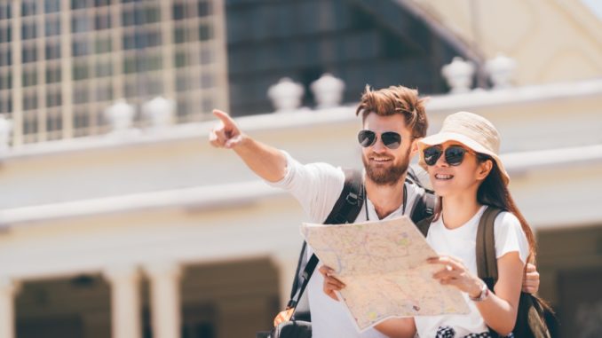 Couple traveling