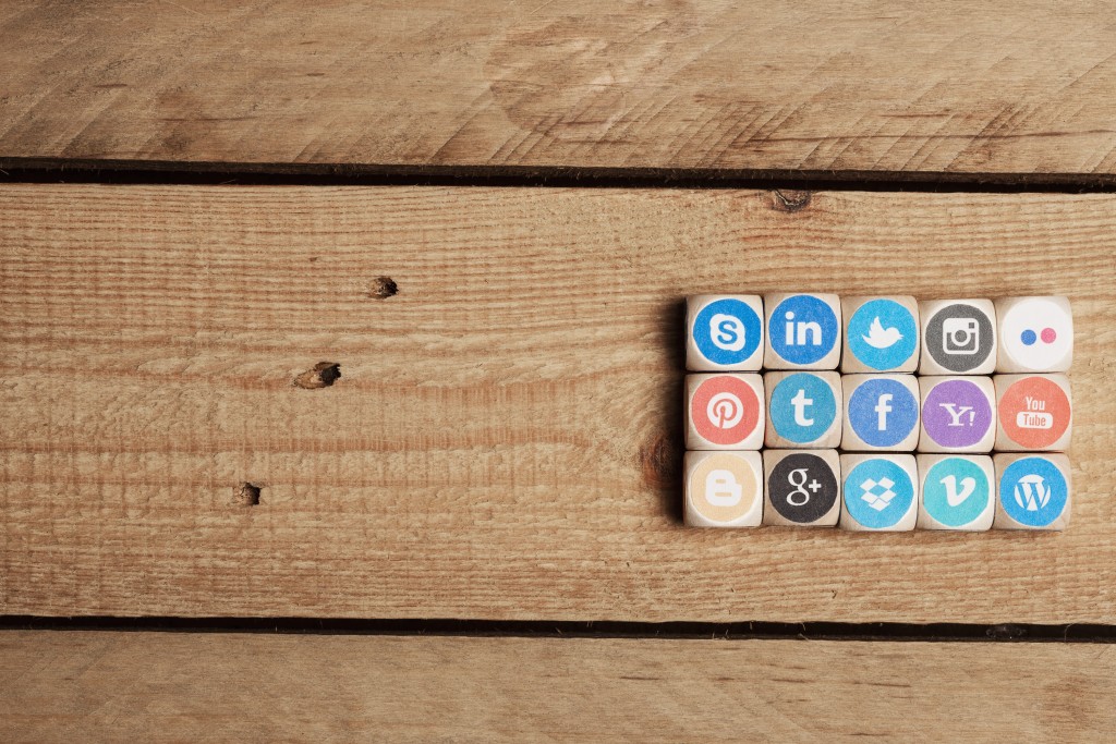 social media icons on blocks