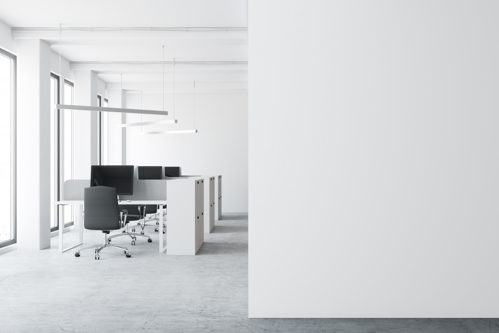 All white office space