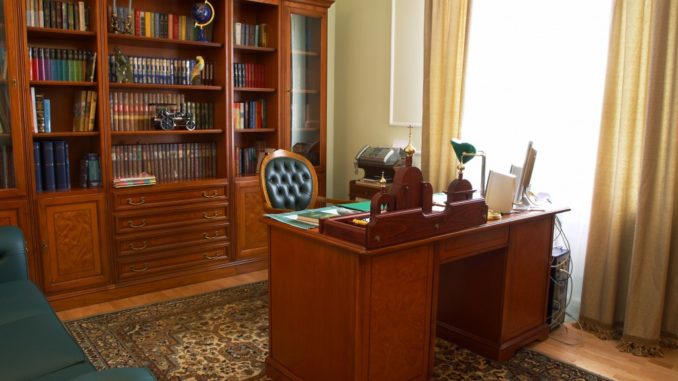 bookshelf in the study