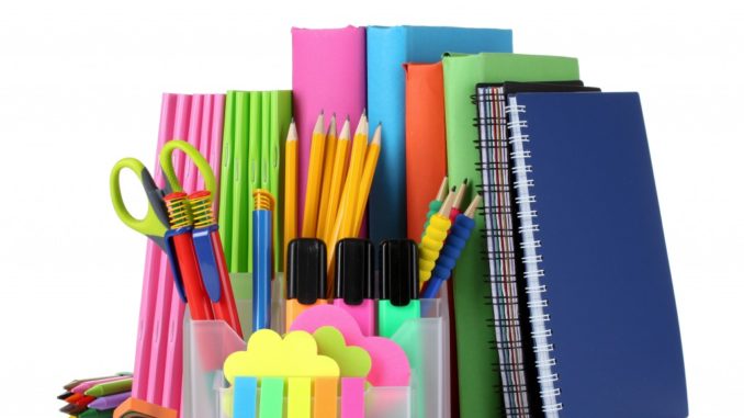 Bright stationery and books