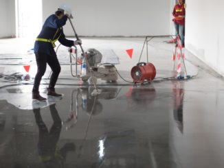 polishing the floor