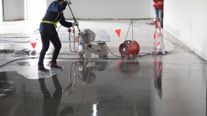 polishing the floor