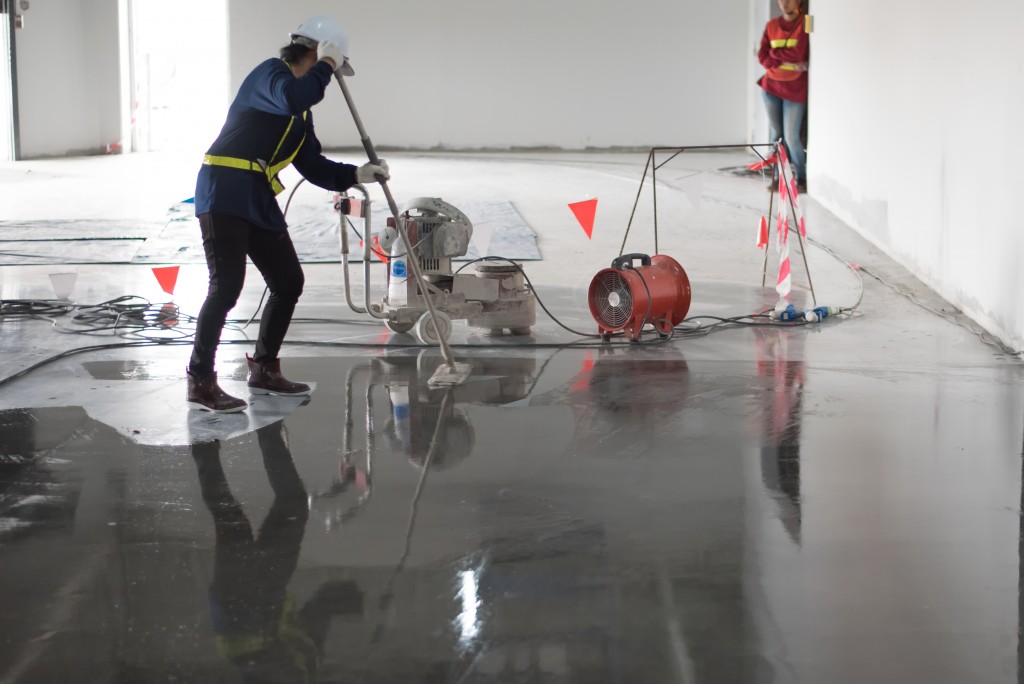 polishing the floor