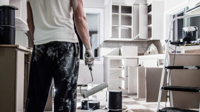 man remodelling his kitchen