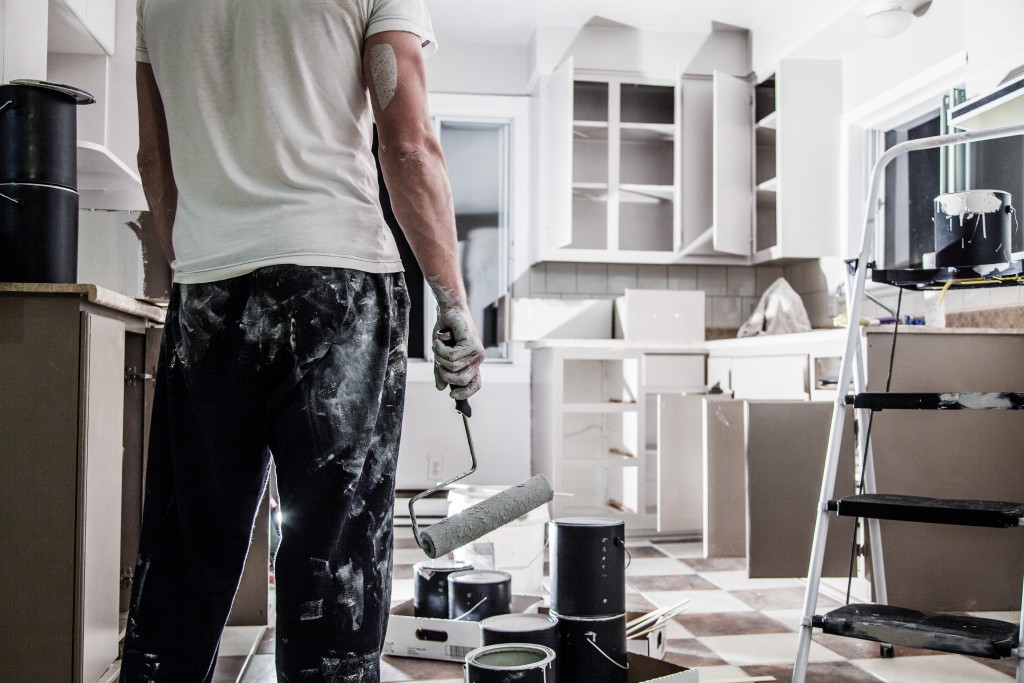 man remodelling his kitchen