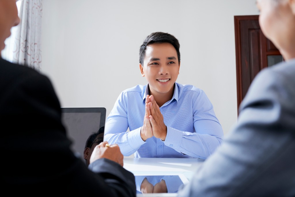 Man being interviewed for work