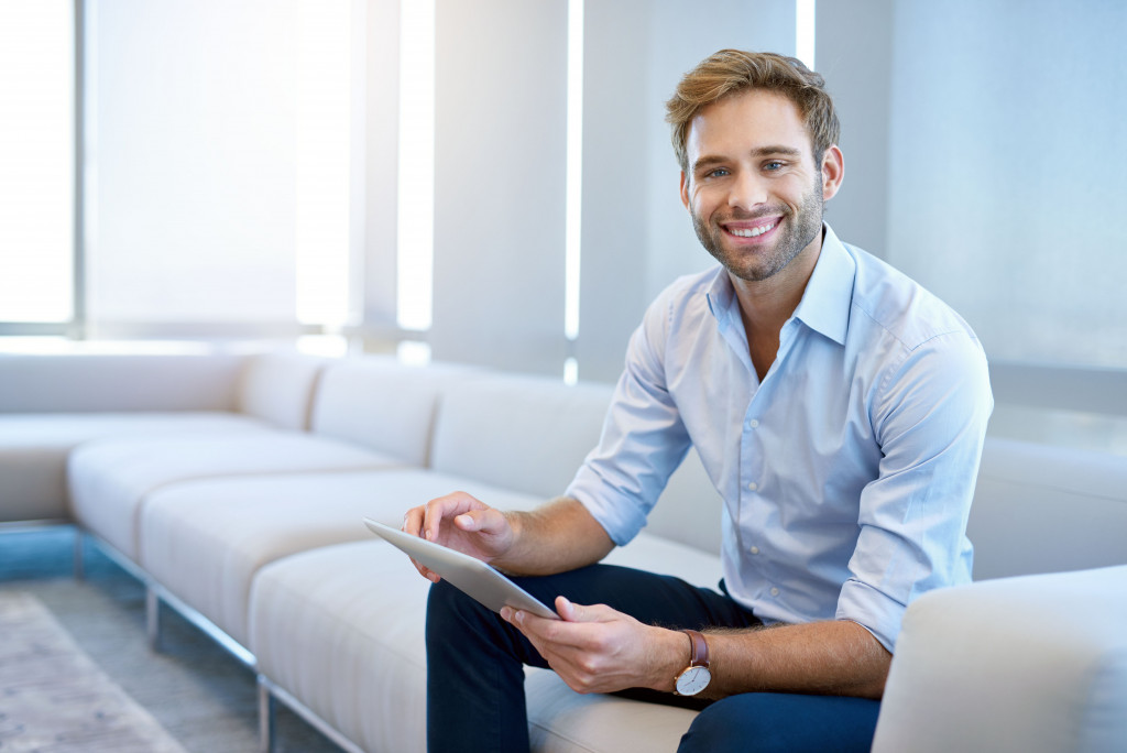 businessman on a couch