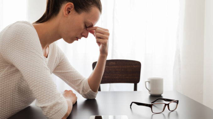 woman stressed at home