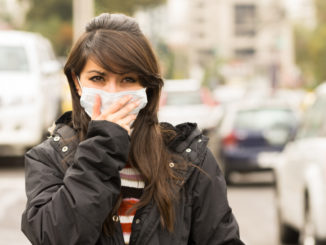 Woman wearing face mask