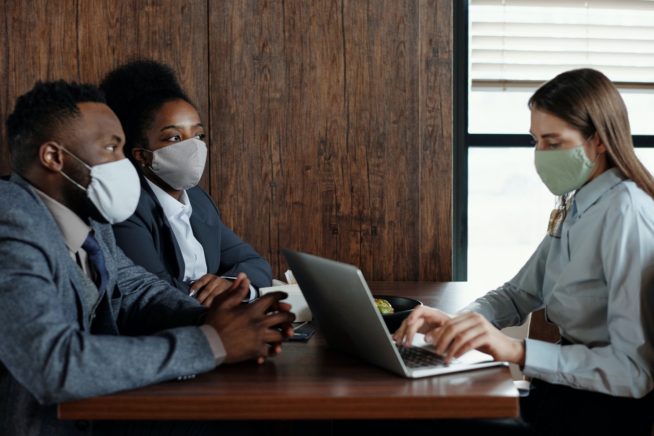 employees wearing mask