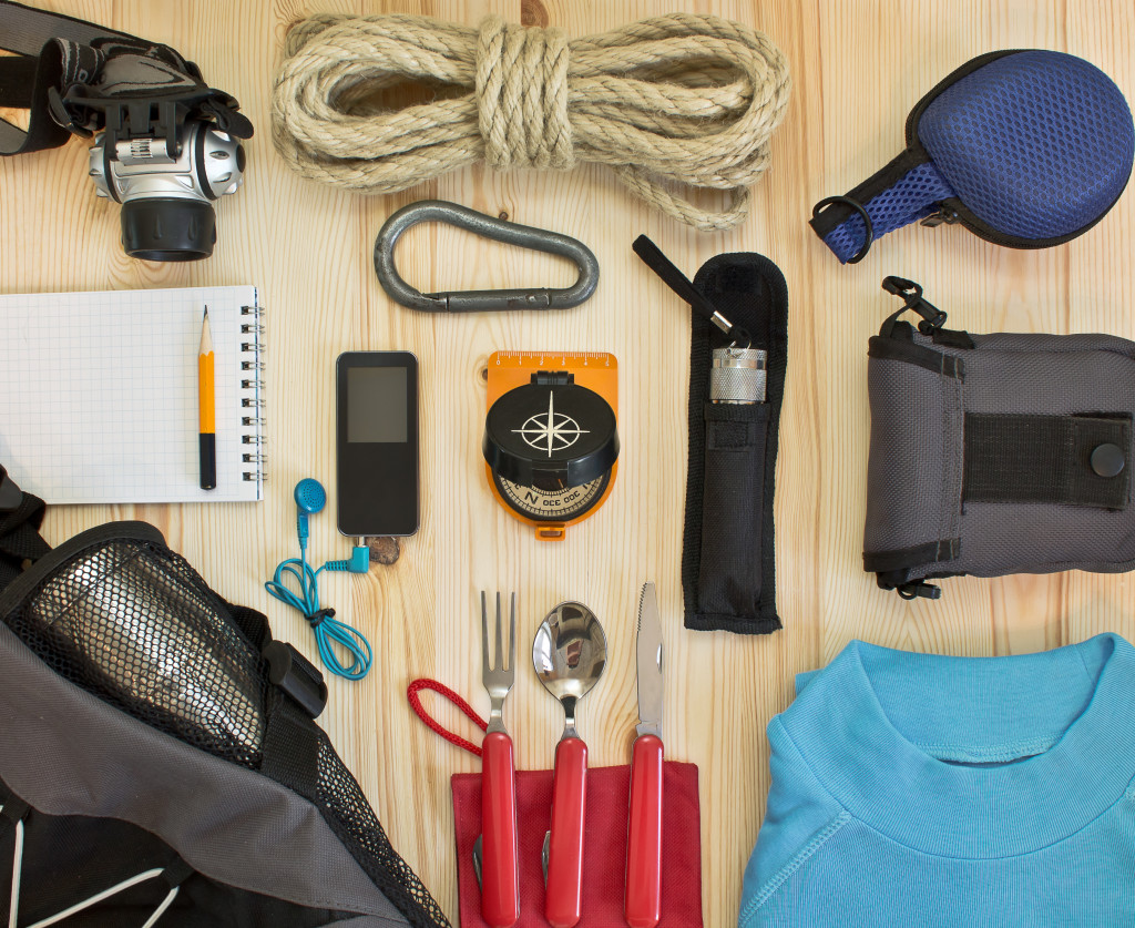 travel and hiking items